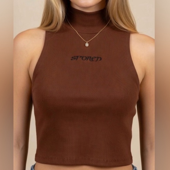 Dolls Kill Tops - ‘Spoiled’ Brown Crop Top